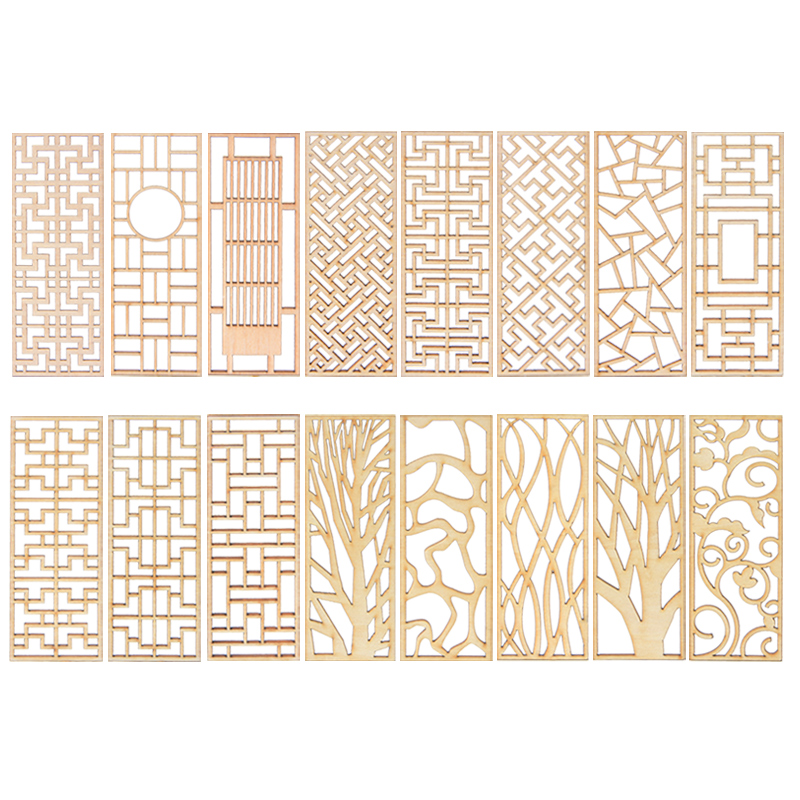 Partition Screen Divider - 4 szt. Drewniane Miniaturowe Parawanowe Przegrody