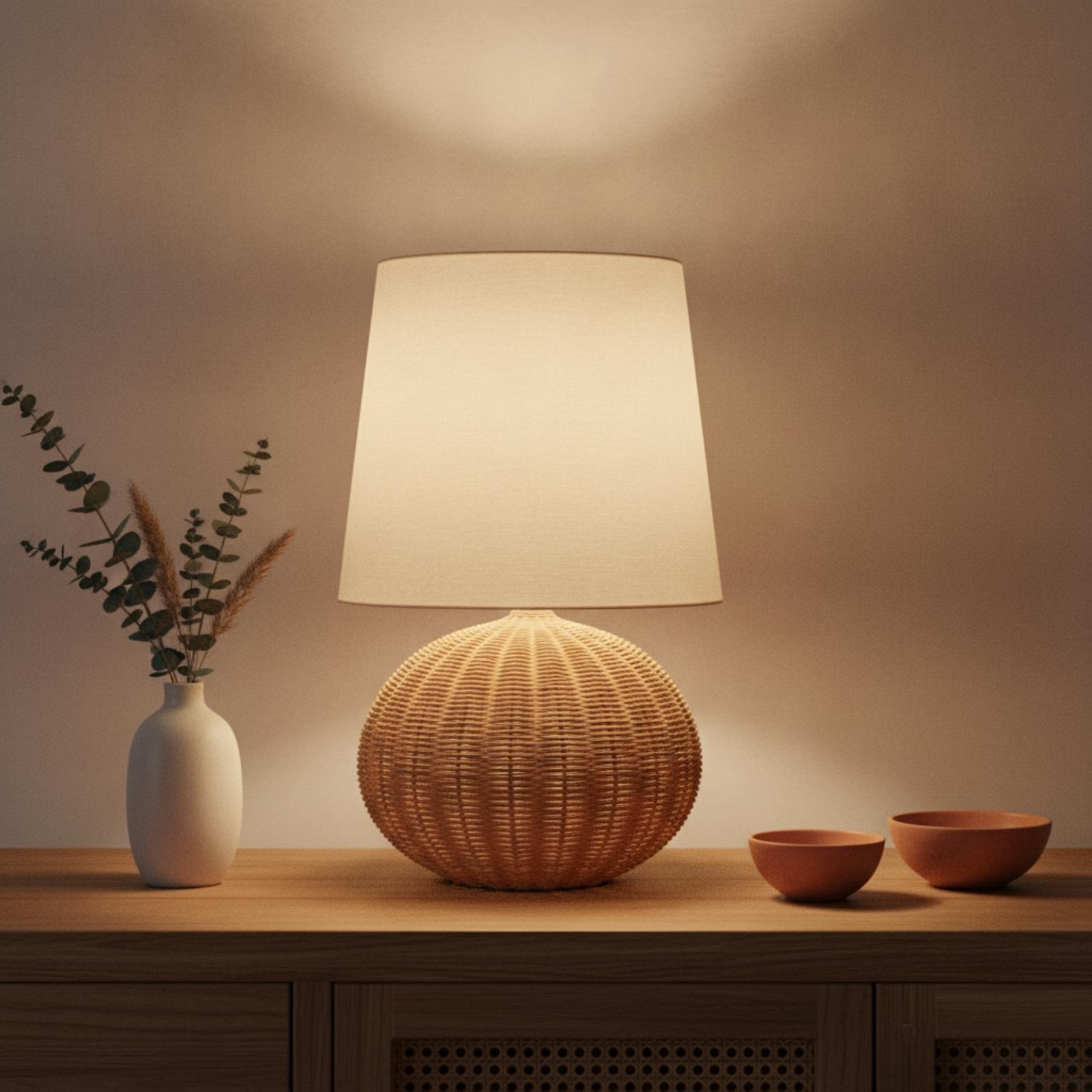 Lampka nocna z rattanową podst – Desk Lamp recenzja i cena